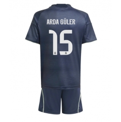 Strój piłkarski Real Madrid Arda Guler #15 Koszulka Wyjazdowej dziecięce 2025-26 Krótki Rękaw (+ Krótkie spodenki)
