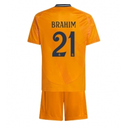 Strój piłkarski Real Madrid Brahim Diaz #21 Koszulka Wyjazdowej dziecięce 2024-25 Krótki Rękaw (+ Krótkie spodenki)
