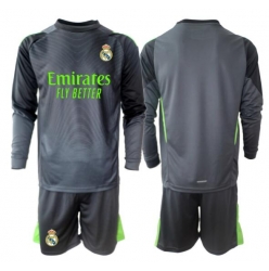 Strój piłkarski Real Madrid Bramkarskie Koszulka Trzeciej dziecięce 2025-26 Długi Rękaw (+ Krótkie spodenki)