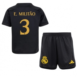 Strój piłkarski Real Madrid Eder Militao #3 Koszulka Trzeciej dziecięce 2023-24 Krótki Rękaw (+ Krótkie spodenki)