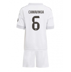 Strój piłkarski Real Madrid Eduardo Camavinga #6 Koszulka Podstawowej dziecięce 2025-26 Krótki Rękaw (+ Krótkie spodenki)