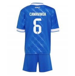 Strój piłkarski Real Madrid Eduardo Camavinga #6 Koszulka Trzeciej dziecięce 2025-26 Krótki Rękaw (+ Krótkie spodenki)