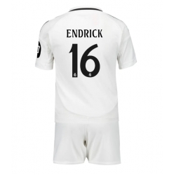 Strój piłkarski Real Madrid Endrick #16 Koszulka Podstawowej dziecięce 2024-25 Krótki Rękaw (+ Krótkie spodenki)