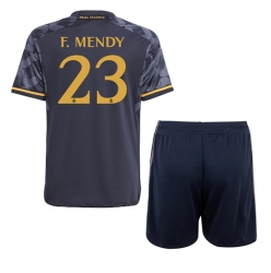 Strój piłkarski Real Madrid Ferland Mendy #23 Koszulka Wyjazdowej dziecięce 2023-24 Krótki Rękaw (+ Krótkie spodenki)