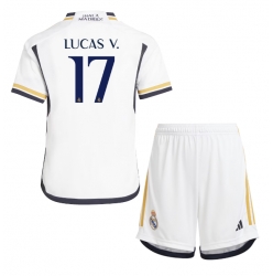 Strój piłkarski Real Madrid Lucas Vazquez #17 Koszulka Podstawowej dziecięce 2023-24 Krótki Rękaw (+ Krótkie spodenki)