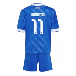 Strój piłkarski Real Madrid Rodrygo Goes #11 Koszulka Trzeciej dziecięce 2025-26 Krótki Rękaw (+ Krótkie spodenki)