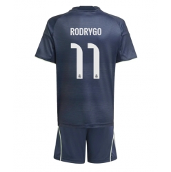 Strój piłkarski Real Madrid Rodrygo Goes #11 Koszulka Wyjazdowej dziecięce 2025-26 Krótki Rękaw (+ Krótkie spodenki)