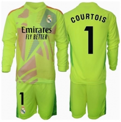 Strój piłkarski Real Madrid Thibaut Courtois #1 Bramkarskie Koszulka Trzeciej dziecięce 2024-25 Długi Rękaw (+ Krótkie spodenki)