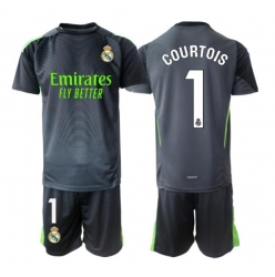 Strój piłkarski Real Madrid Thibaut Courtois #1 Bramkarskie Koszulka Trzeciej dziecięce 2025-26 Krótki Rękaw (+ Krótkie spodenki)