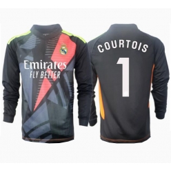 Strój piłkarski Real Madrid Thibaut Courtois #1 Bramkarskie Koszulka Wyjazdowej 2024-25 Długi Rękaw