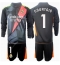 Strój piłkarski Real Madrid Thibaut Courtois #1 Bramkarskie Koszulka Wyjazdowej dziecięce 2024-25 Długi Rękaw (+ Krótkie spodenki)