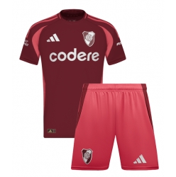 Strój piłkarski River Plate Koszulka Wyjazdowej dziecięce 2024-25 Krótki Rękaw (+ Krótkie spodenki)