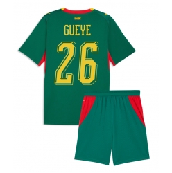 Strój piłkarski Senegal Pape Gueye #26 Koszulka Wyjazdowej dziecięce MŚ 2026 Krótki Rękaw (+ Krótkie spodenki)
