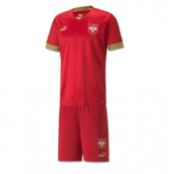 Strój piłkarski Serbia Koszulka Podstawowej dziecięce MŚ 2022 Krótki Rękaw (+ Krótkie spodenki)