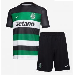 Strój piłkarski Sporting CP Koszulka Podstawowej dziecięce 2024-25 Krótki Rękaw (+ Krótkie spodenki)