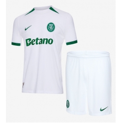 Strój piłkarski Sporting CP Koszulka Wyjazdowej dziecięce 2024-25 Krótki Rękaw (+ Krótkie spodenki)