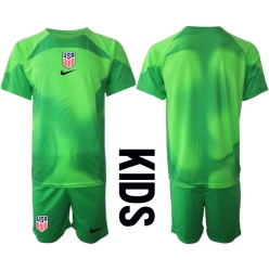 Strój piłkarski Stany Zjednoczone Bramkarskie Koszulka Wyjazdowej dziecięce MŚ 2022 Krótki Rękaw (+ Krótkie spodenki)