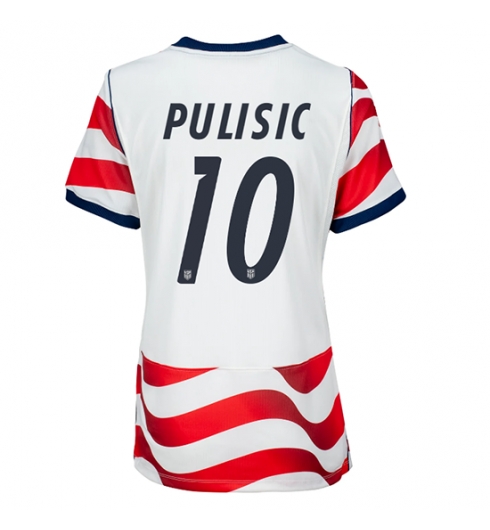 Strój piłkarski Stany Zjednoczone Christian Pulisic #10 Koszulka Podstawowej damskie MŚ 2026 Krótki Rękaw Strój piłkarski Stany Zjednoczone Christian Pulisic #10 Koszulka Podstawowej damskie MŚ 2026 Krótki Rękaw
