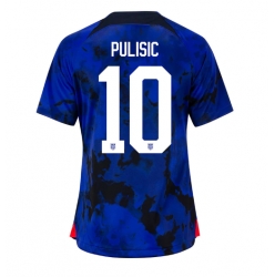 Strój piłkarski Stany Zjednoczone Christian Pulisic #10 Koszulka Wyjazdowej damskie MŚ 2022 Krótki Rękaw