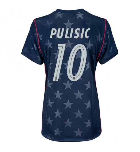 Strój piłkarski Stany Zjednoczone Christian Pulisic #10 Koszulka Wyjazdowej damskie MŚ 2026 Krótki Rękaw Strój piłkarski Stany Zjednoczone Christian Pulisic #10 Koszulka Wyjazdowej damskie MŚ 2026 Krótki Rękaw