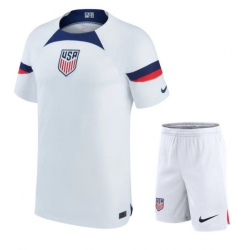 Strój piłkarski Stany Zjednoczone Koszulka Podstawowej dziecięce MŚ 2022 Krótki Rękaw (+ Krótkie spodenki)