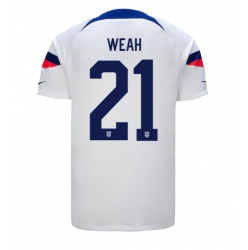 Strój piłkarski Stany Zjednoczone Timothy Weah #21 Koszulka Podstawowej MŚ 2022 Krótki Rękaw