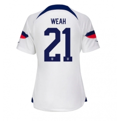 Strój piłkarski Stany Zjednoczone Timothy Weah #21 Koszulka Podstawowej damskie MŚ 2022 Krótki Rękaw
