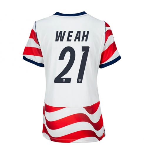 Strój piłkarski Stany Zjednoczone Timothy Weah #21 Koszulka Podstawowej damskie MŚ 2026 Krótki Rękaw Strój piłkarski Stany Zjednoczone Timothy Weah #21 Koszulka Podstawowej damskie MŚ 2026 Krótki Rękaw