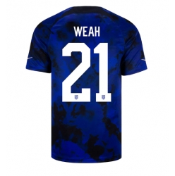 Strój piłkarski Stany Zjednoczone Timothy Weah #21 Koszulka Wyjazdowej MŚ 2022 Krótki Rękaw