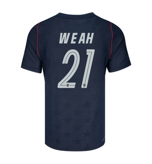 Strój piłkarski Stany Zjednoczone Timothy Weah #21 Koszulka Wyjazdowej MŚ 2026 Krótki Rękaw Strój piłkarski Stany Zjednoczone Timothy Weah #21 Koszulka Wyjazdowej MŚ 2026 Krótki Rękaw