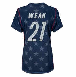 Strój piłkarski Stany Zjednoczone Timothy Weah #21 Koszulka Wyjazdowej damskie MŚ 2026 Krótki Rękaw