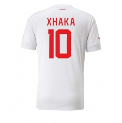 Strój piłkarski Szwajcaria Granit Xhaka #10 Koszulka Wyjazdowej MŚ 2022 Krótki Rękaw
