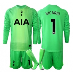 Strój piłkarski Tottenham Hotspur Guglielmo Vicario #1 Bramkarskie Koszulka Podstawowej dziecięce 2025-26 Długi Rękaw (+ Krótkie spodenki)