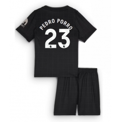 Strój piłkarski Tottenham Hotspur Pedro Porro #23 Koszulka Wyjazdowej dziecięce 2025-26 Krótki Rękaw (+ Krótkie spodenki)