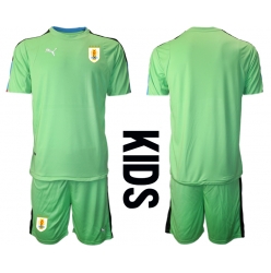 Strój piłkarski Urugwaj Bramkarskie Koszulka Podstawowej dziecięce MŚ 2022 Krótki Rękaw (+ Krótkie spodenki)