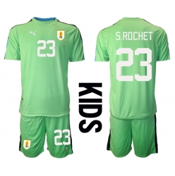 Strój piłkarski Urugwaj Sergio Rochet #23 Bramkarskie Koszulka Podstawowej dziecięce MŚ 2022 Krótki Rękaw (+ Krótkie spodenki)