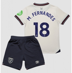 Strój piłkarski West Ham United Mateus Fernandes #18 Koszulka Wyjazdowej dziecięce 2025-26 Krótki Rękaw (+ Krótkie spodenki)