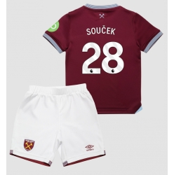 Strój piłkarski West Ham United Tomas Soucek #28 Koszulka Podstawowej dziecięce 2025-26 Krótki Rękaw (+ Krótkie spodenki)