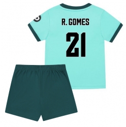 Strój piłkarski Wolves Rodrigo Gomes #21 Koszulka Wyjazdowej dziecięce 2025-26 Krótki Rękaw (+ Krótkie spodenki)
