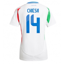 Strój piłkarski Włochy Federico Chiesa #14 Koszulka Wyjazdowej damskie ME 2024 Krótki Rękaw