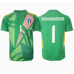 Strój piłkarski Włochy Gianluigi Donnarumma #1 Bramkarskie Koszulka Wyjazdowej ME 2024 Krótki Rękaw